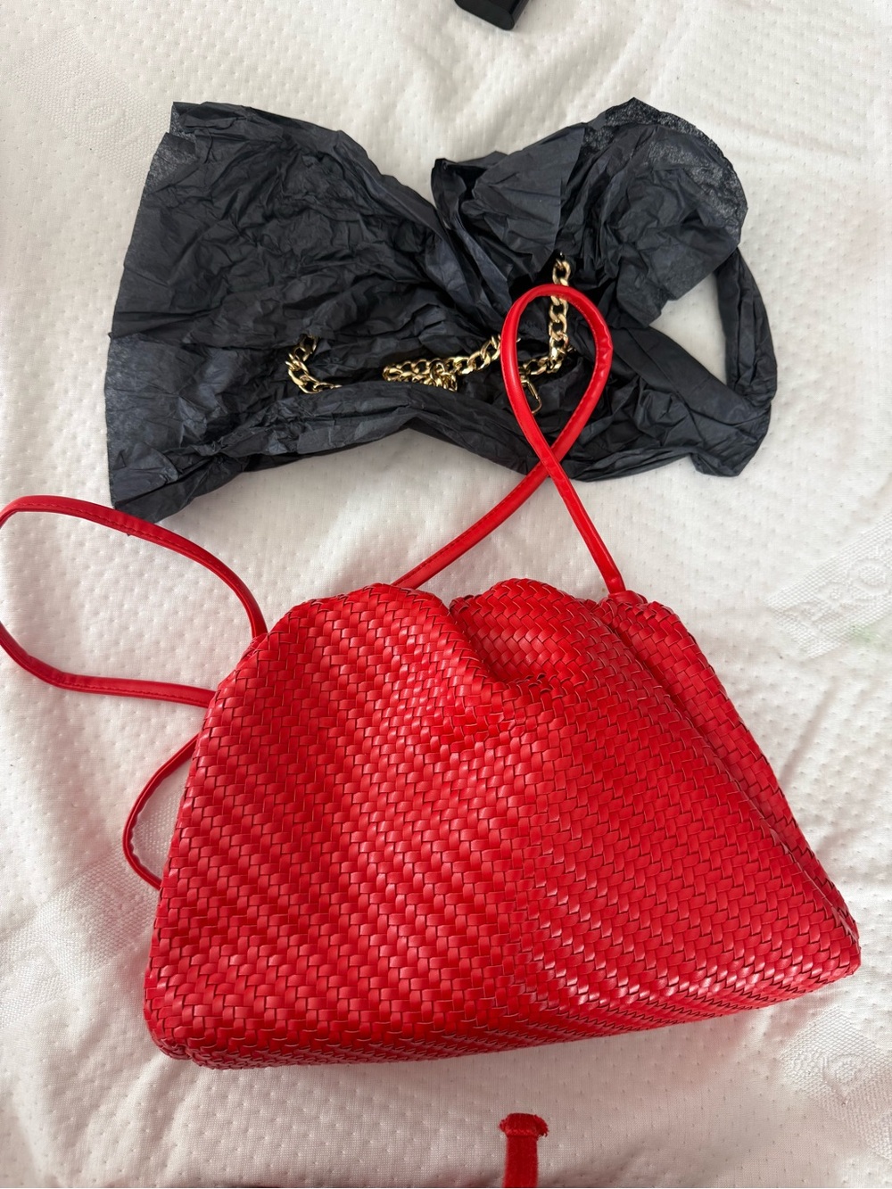 Anthropologie The Frankie Faux-Leather Clutch Bag woven shoulder bag